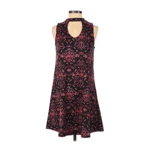 Mudd High Neckline Cutout Black Floral Dress